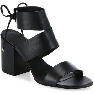 Rebecca Minkoff Women's Christy Heeled Leather Sandal In Black Vacchetta